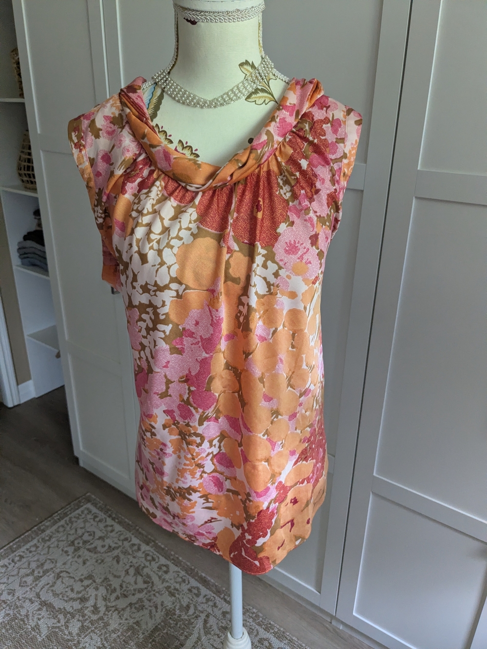 Talbots Pink & Orange Floral Sleeveless Top